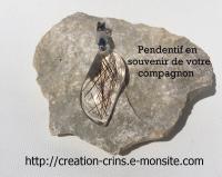 Pendentif forme feuille - Bijoux crins de cheval