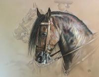 "Rociero" dessin de cheval PRE dans le Rocio