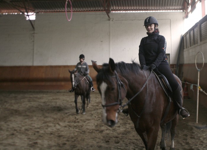 Pendant un cours de dressage...