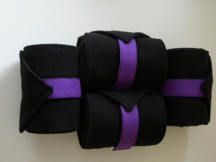 Bandes de Polo. Noire Scratch Violet. Taille Cheval.