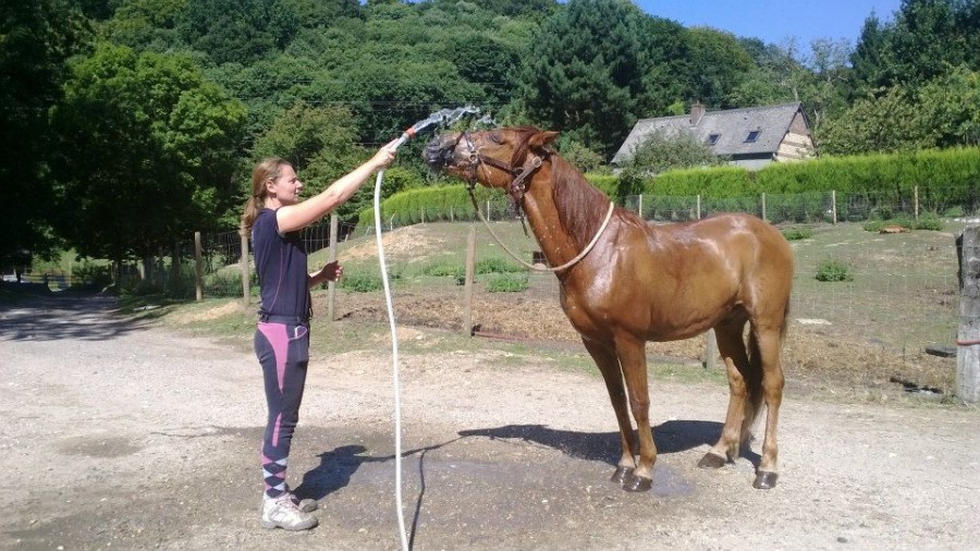 il adore jouer avec l'eau