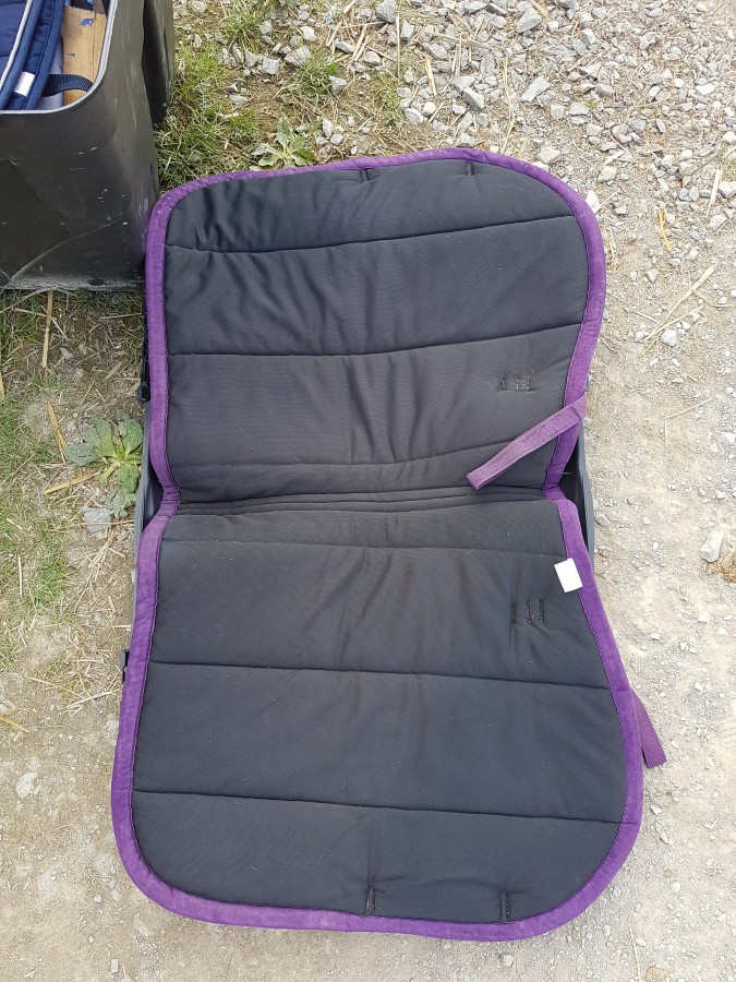 Tapis violet, taille cheval, trs bon tat : 13 euros.