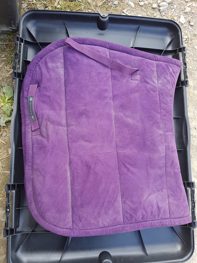 Tapis violet, taille cheval, trs bon tat : 13 euros.