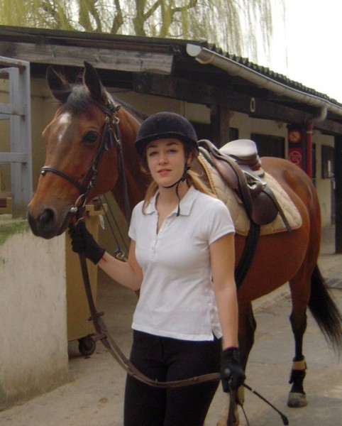 C'est parti pour une s�ance de sauts d'obstacles avec mon Anglo-arabe pr�f�r�e!