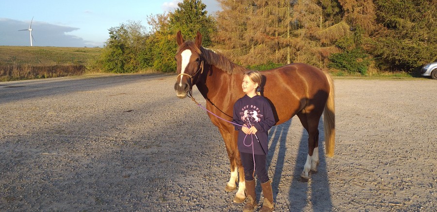 salut , je suis Elea (je ne dirais pas mon pr�nom en entier)et voici ma jument Daytona Hope �g�e de 6 ans mon grand amour ??je vous partagerais quelque seance ext que nous faisons voila bisous ?