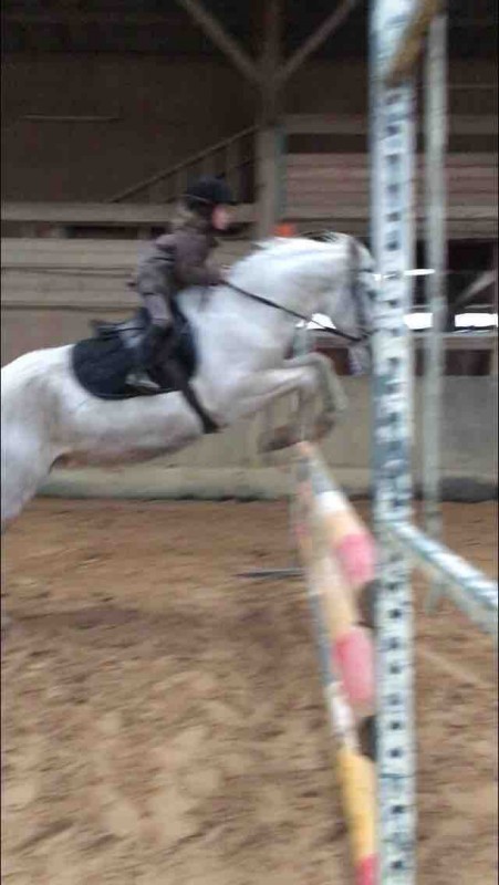 Ma soeur saute avec poney 